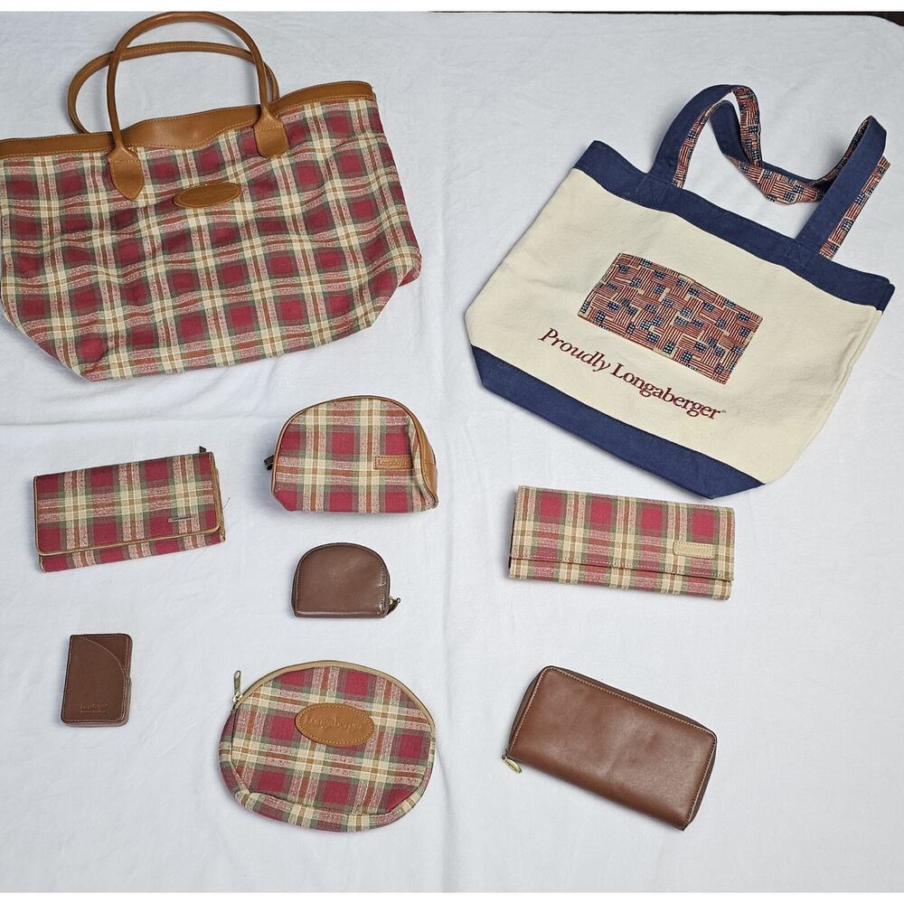 Vintage Longaberger Tote Bags, Wallets, Makeup Bags, Coin Purse, Card Holder Lot